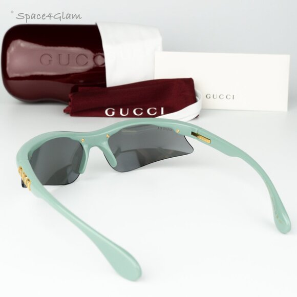 Gucci Women Sunglasses Green Silver Mirror Mask GG1774S 005 BRAND NEW